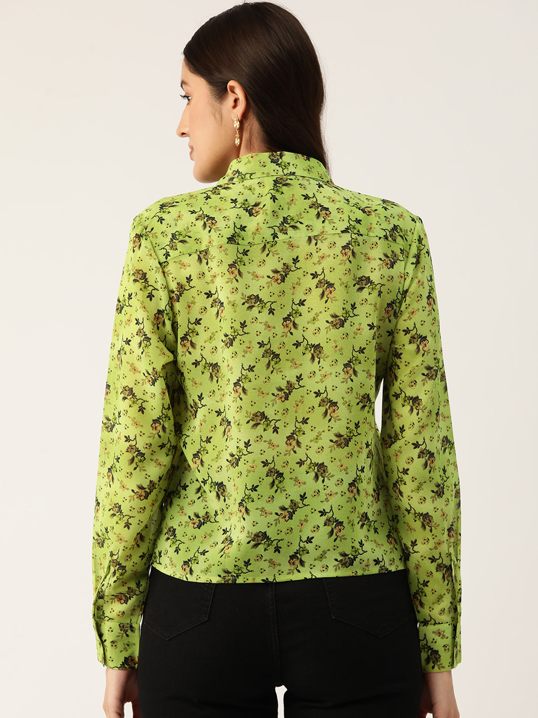 Women Floral Yellow Opaque Printed Casual Shirt