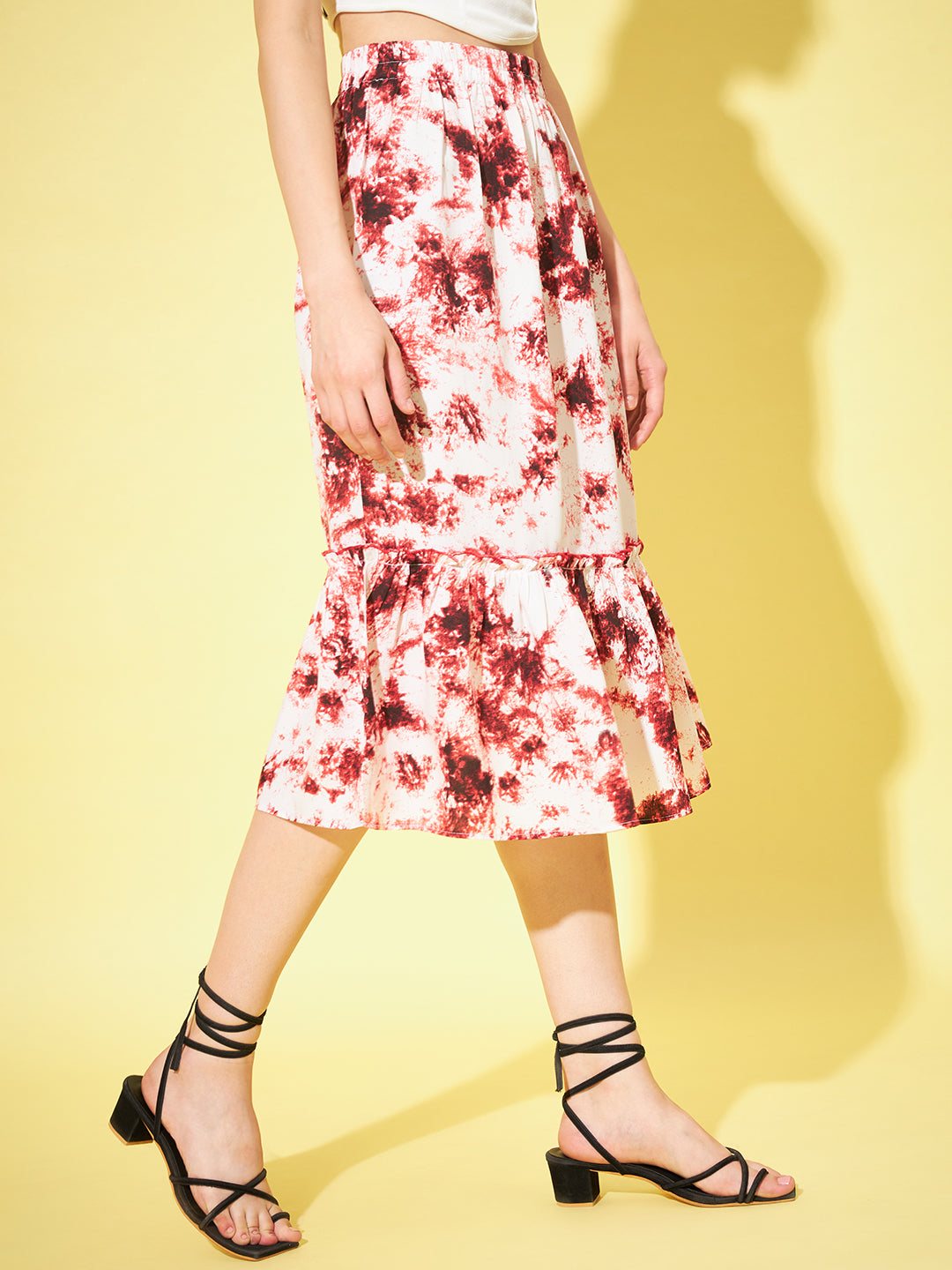 Women Tie-Dye Printed Flared Midi Skirt