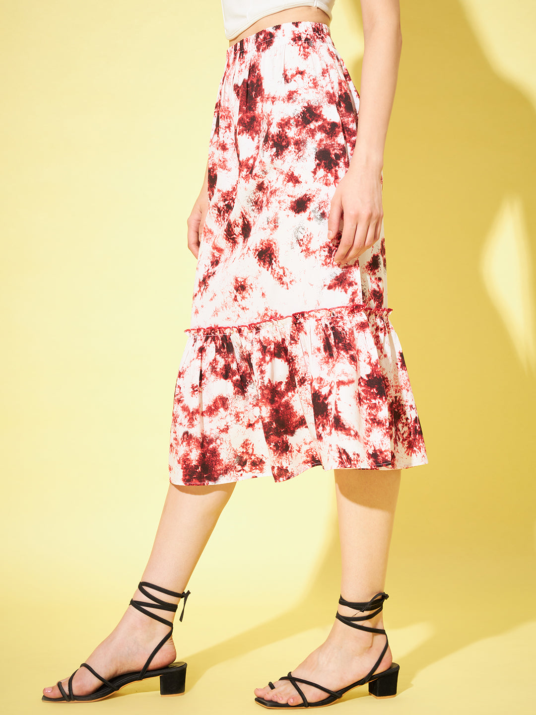 Women Tie-Dye Printed Flared Midi Skirt