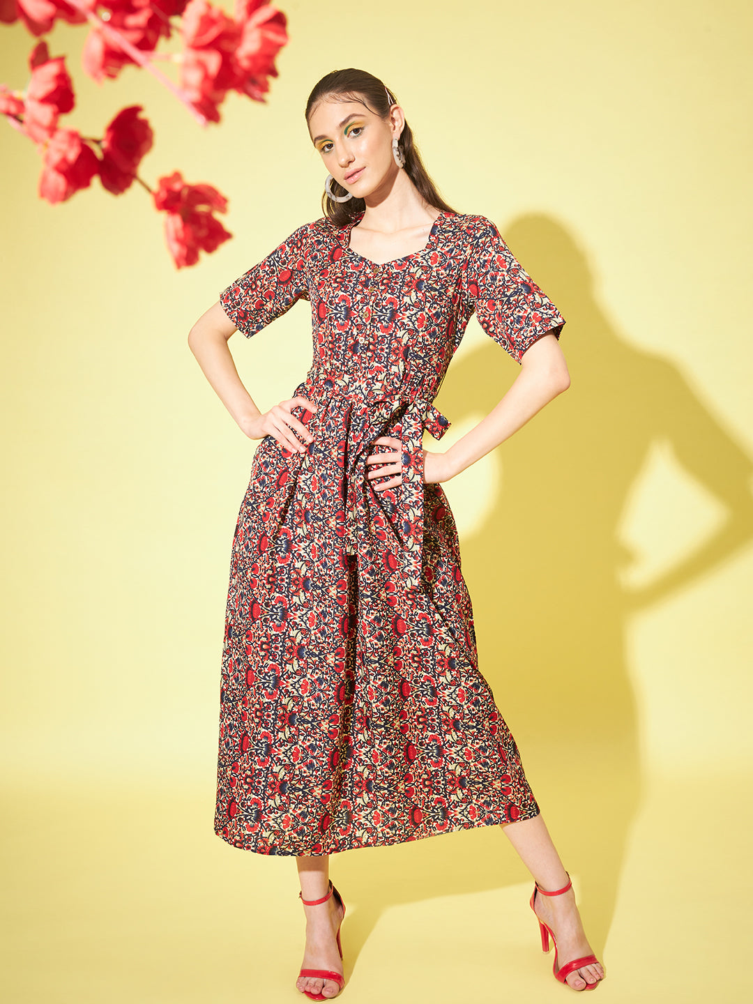 Women A-line Floral Print Dress