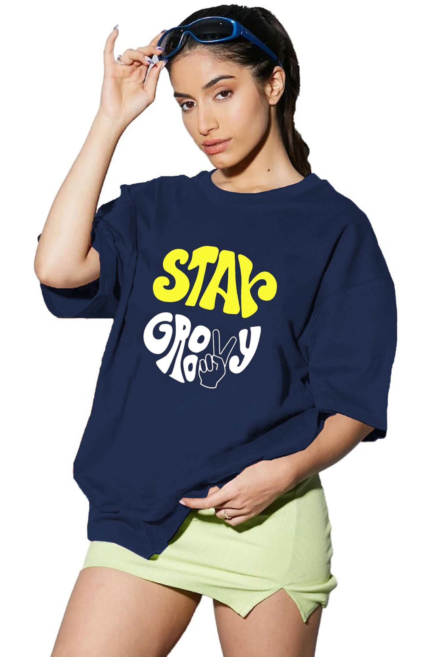 Women's Casual Printed Cotton Blend Drop Shoulder Trendy Long T-Shirt