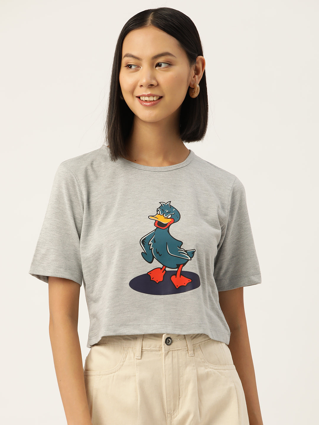 Women Graphic Printed Pure Cotton Crop T-shirt