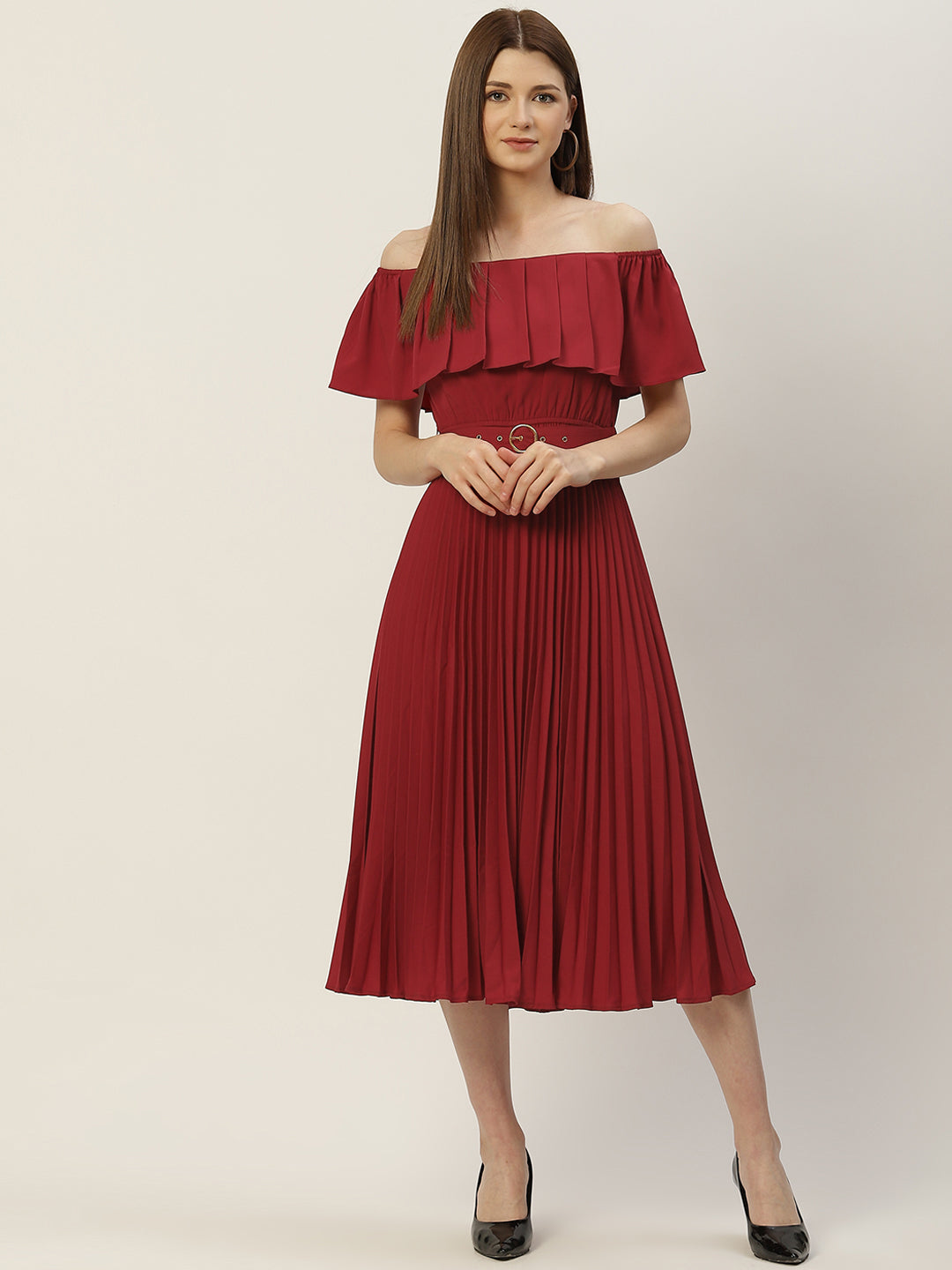 Accordion Plated A-Line Dress