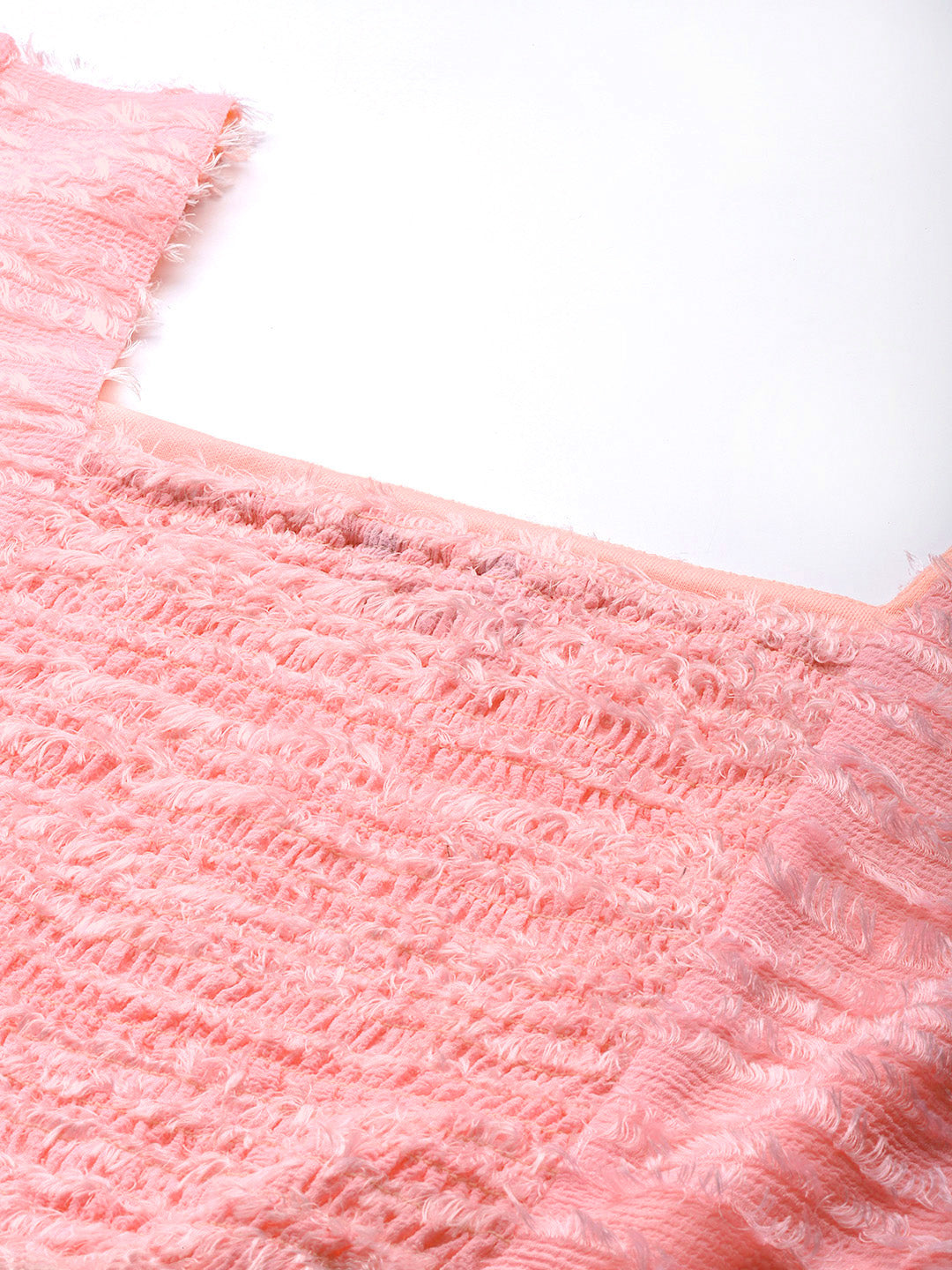 Pink Textured Georgette Crop Top