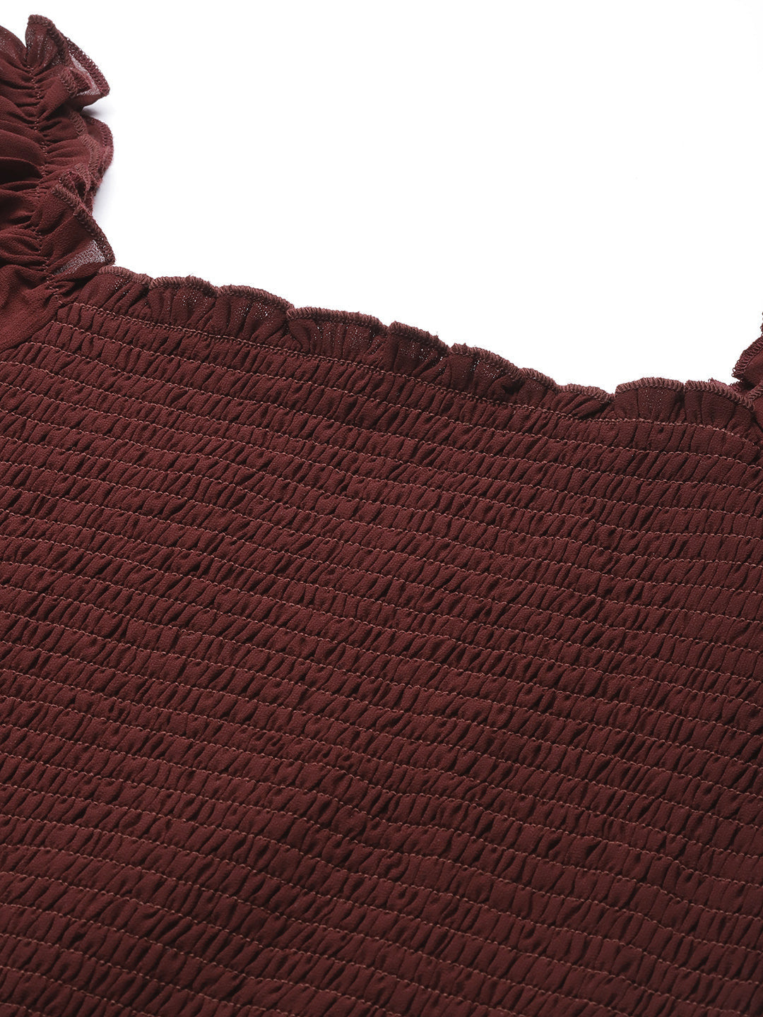 Maroon Smocked Georgette Crop Top