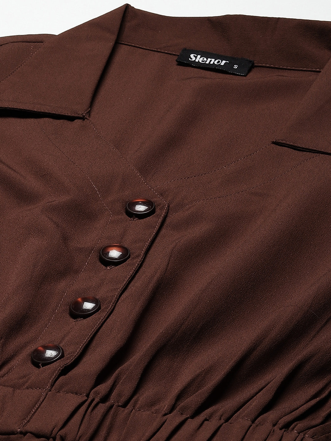 Women Brown Crepe Midi Dress