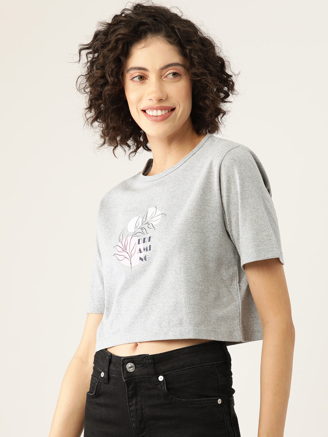 Slenor Women Graphic Printed Crop T-shirt