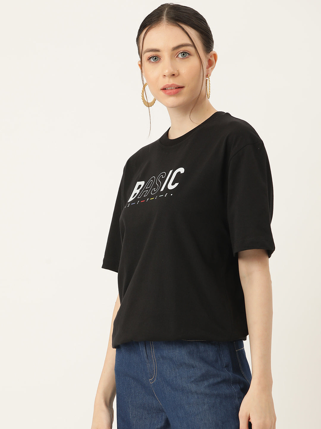 Women Graphic Printed Pure Cotton Long T-shirt