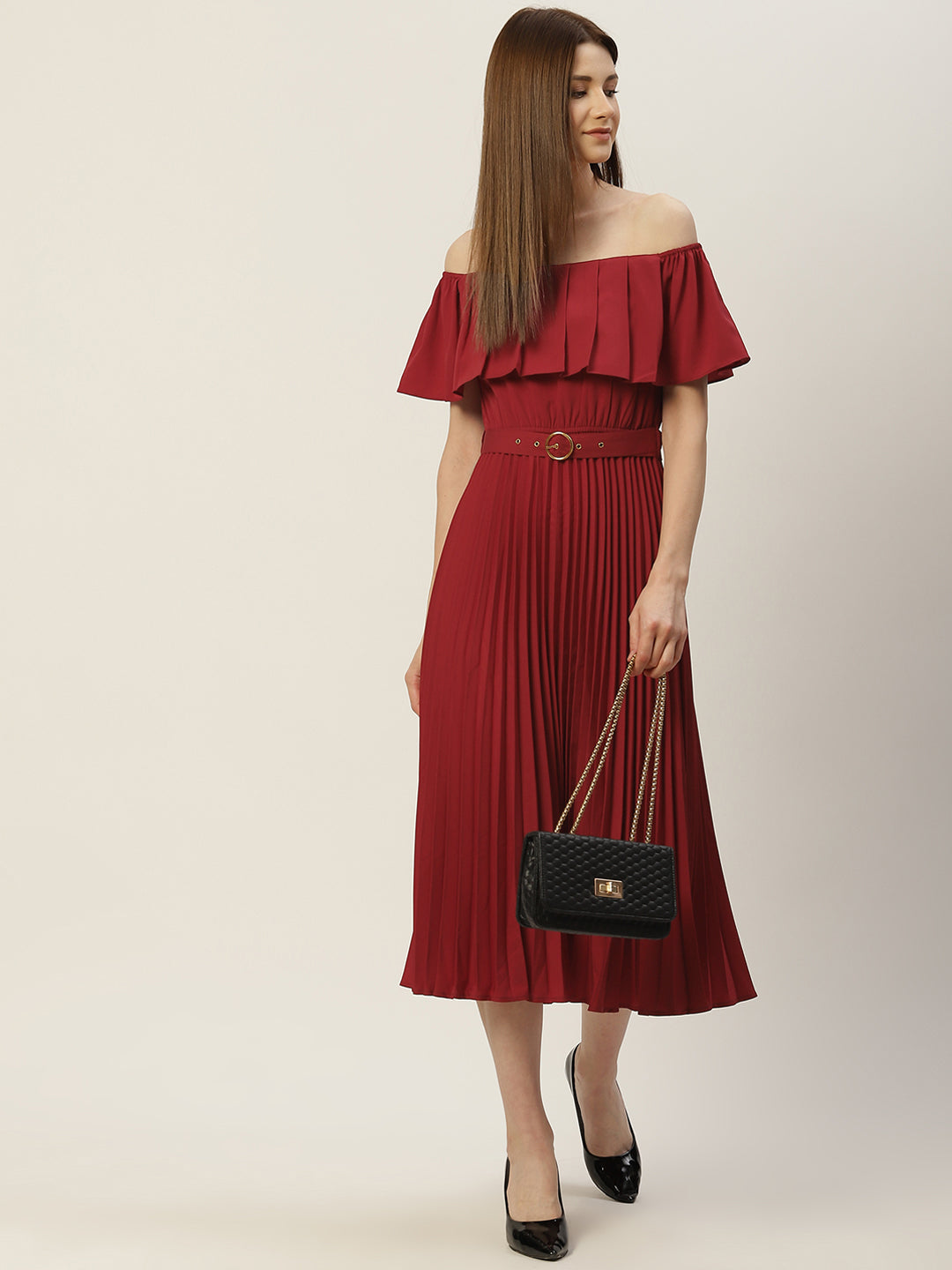 Accordion Plated A-Line Dress