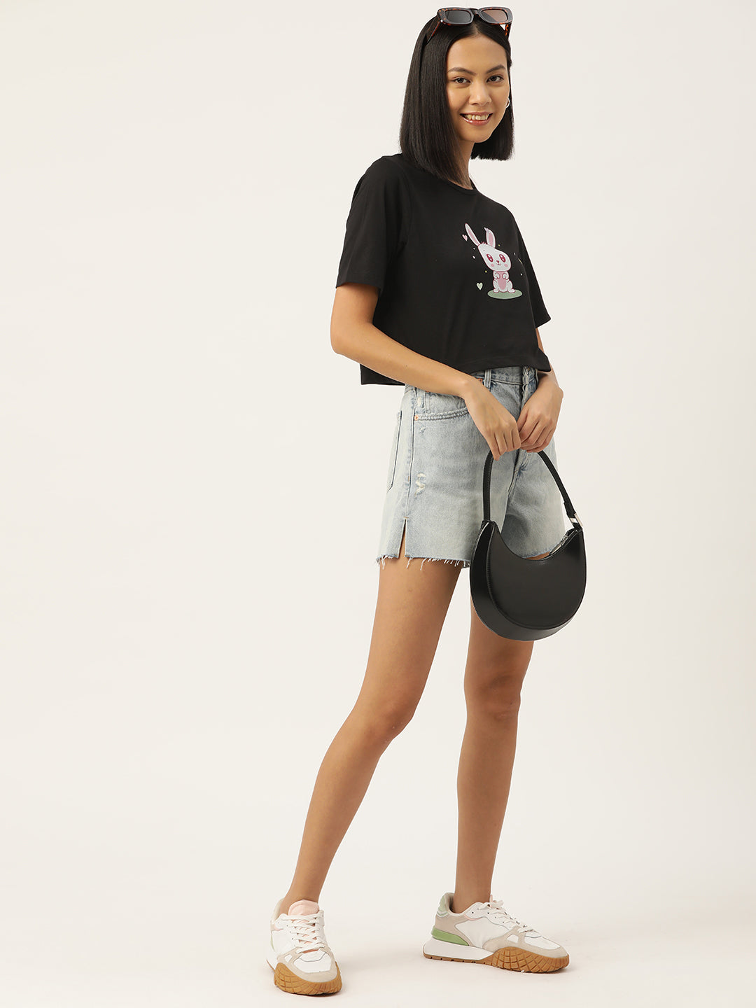 Women Graphic Printed Pure Cotton Crop T-shirt