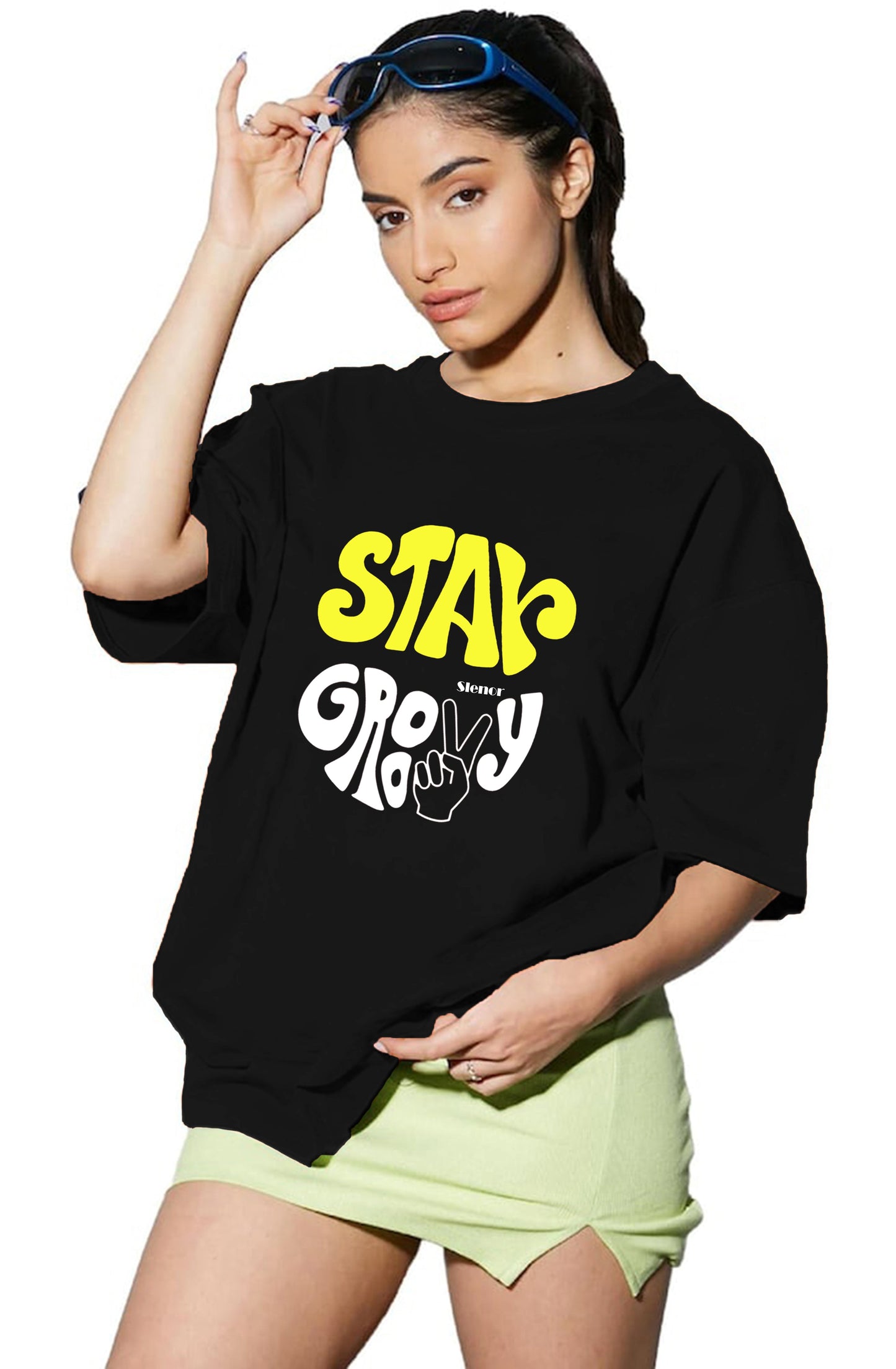 Women's Casual Printed Cotton Blend Drop Shoulder Trendy Long T-Shirt
