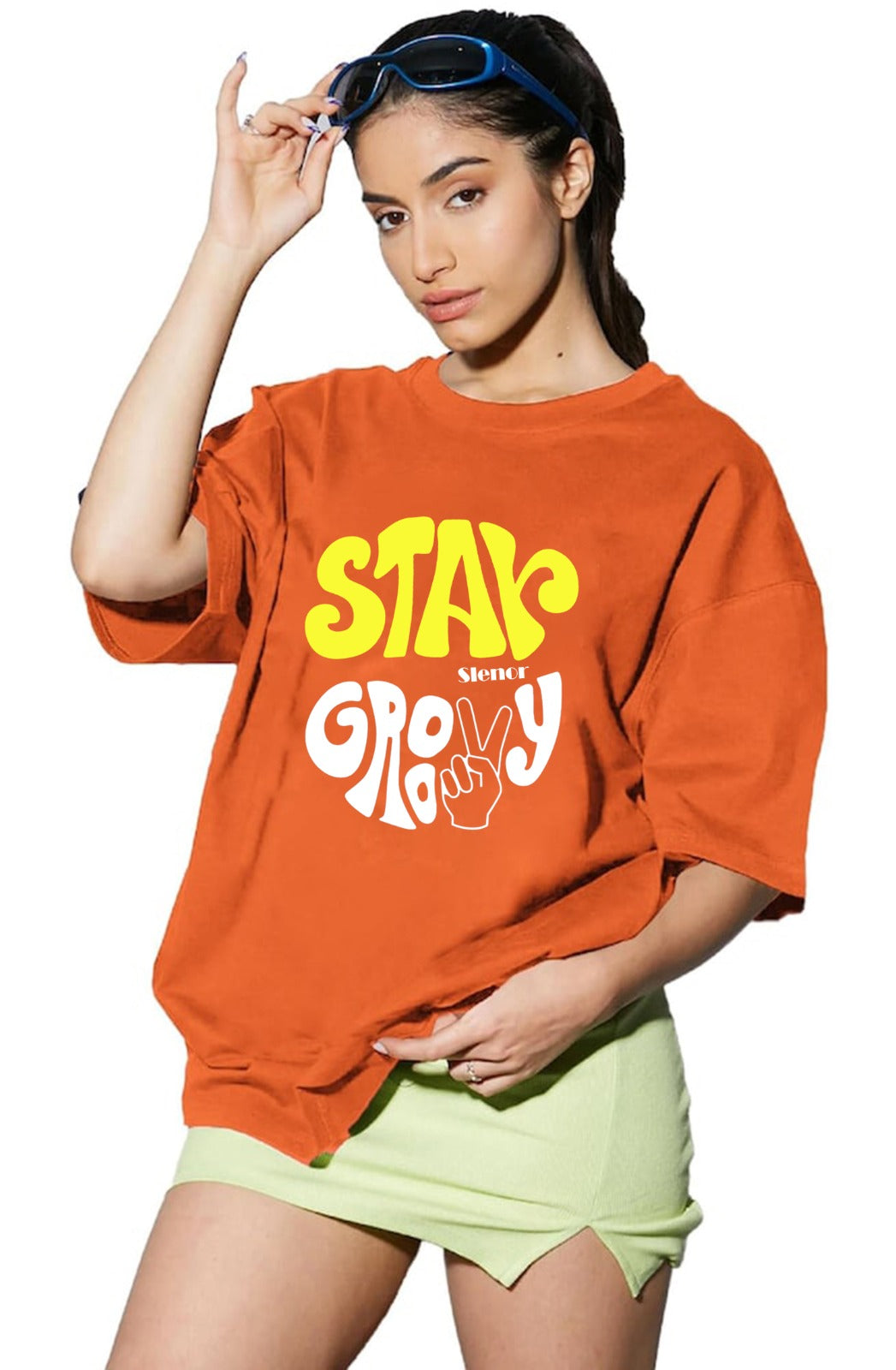 Women's Casual Printed Cotton Blend Drop Shoulder Trendy Long T-Shirt