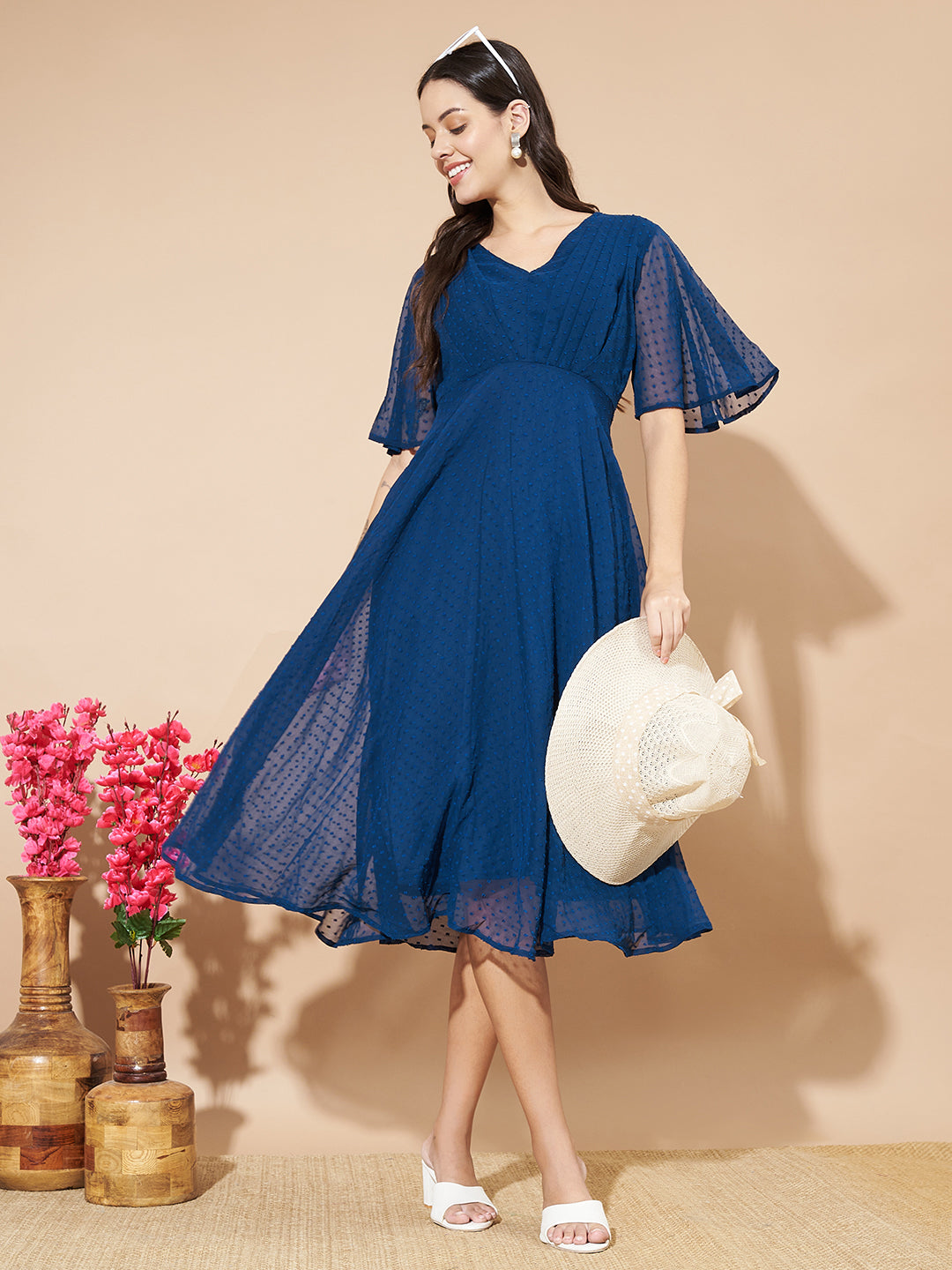 Women A-line Blue Dress