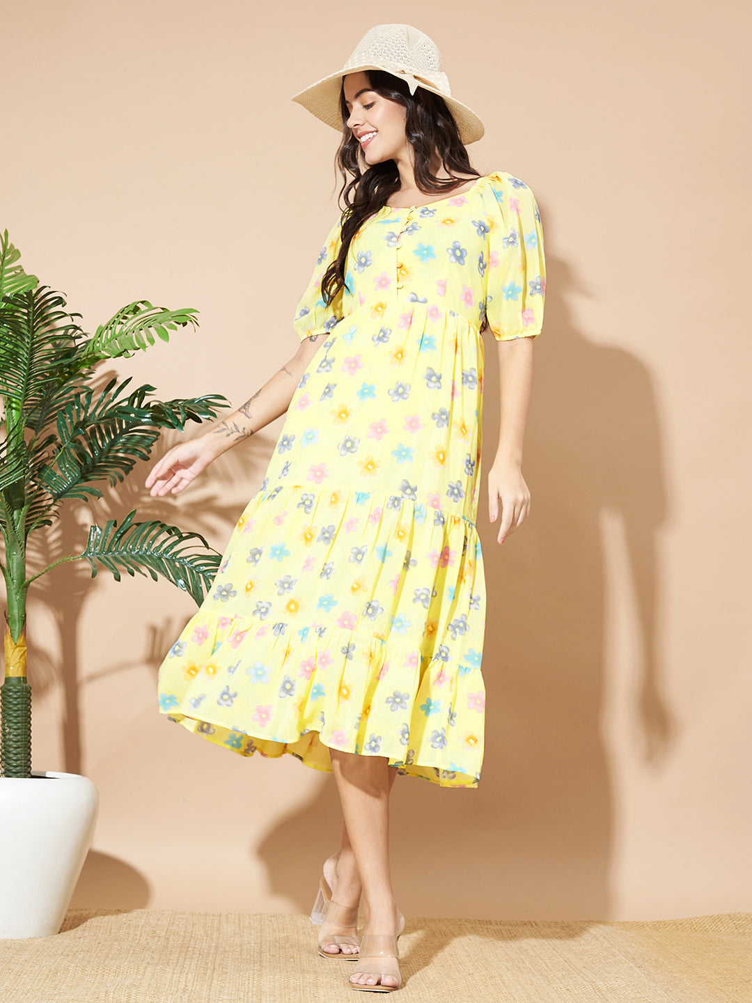 Women A-line Yellow Dress