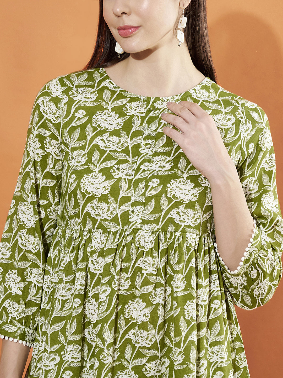 Women Green Floral Printed Cotton Co-Ord Set