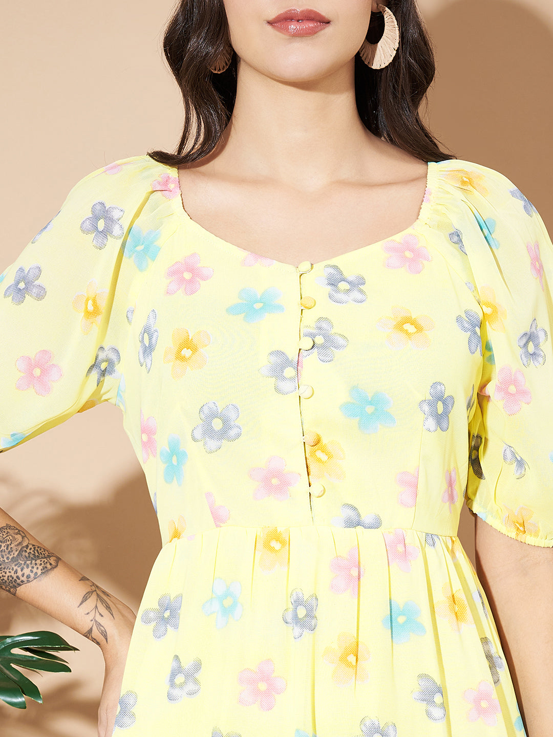 Women A-line Yellow Dress