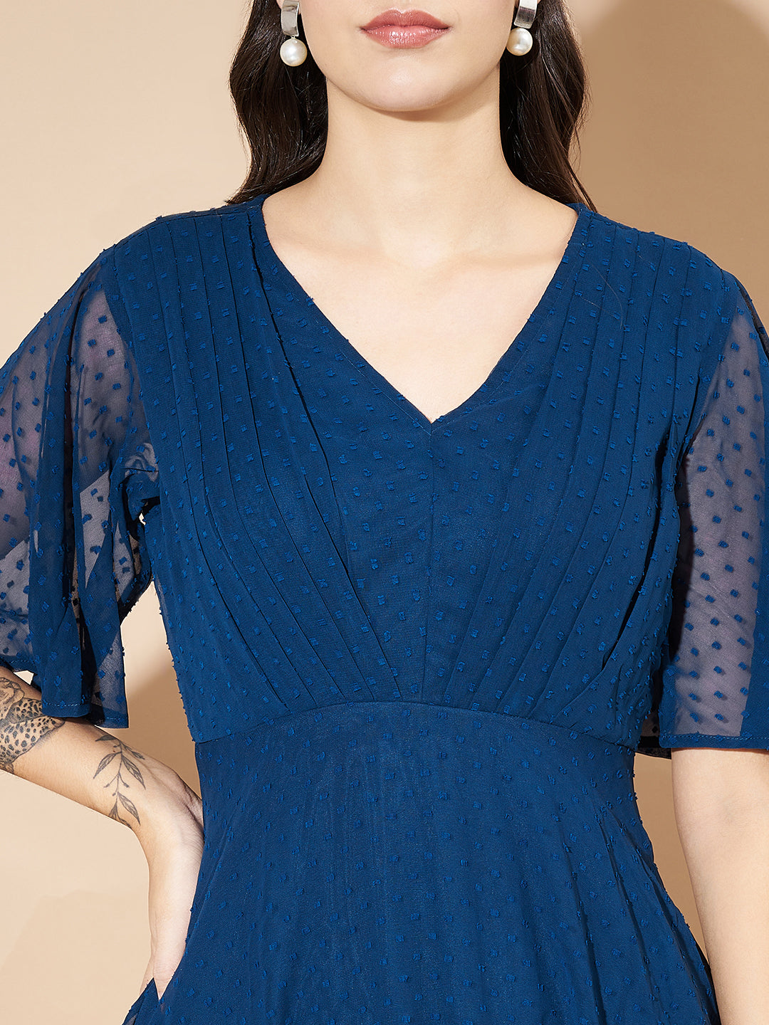 Women A-line Blue Dress