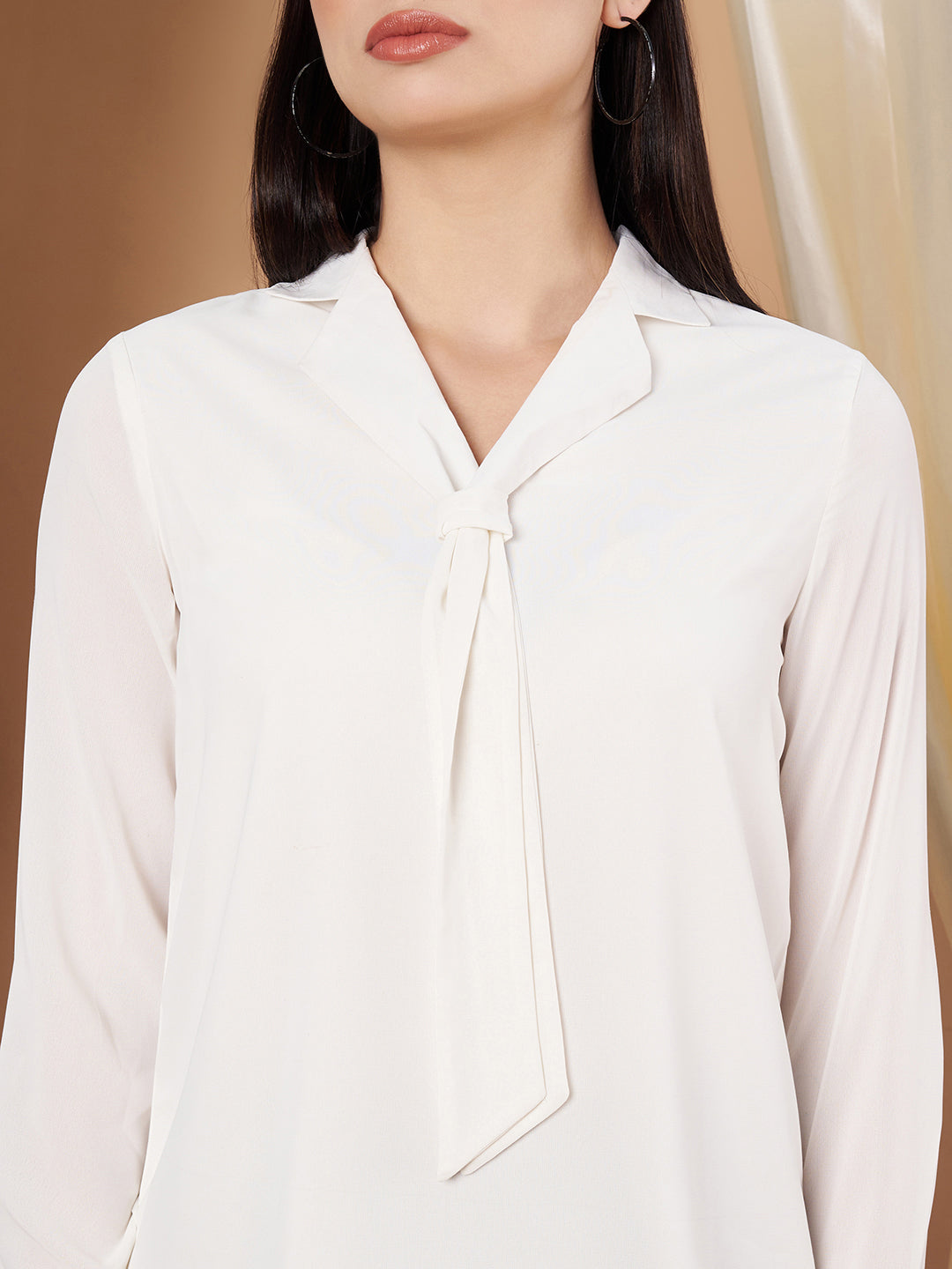 Casual Regular Sleeves Solid White Top