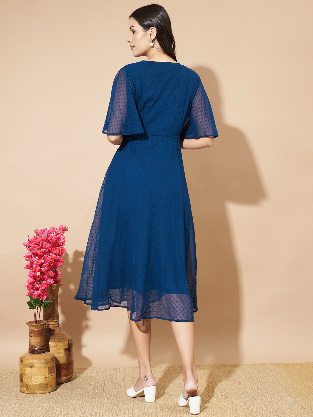 Women A-line Blue Dress