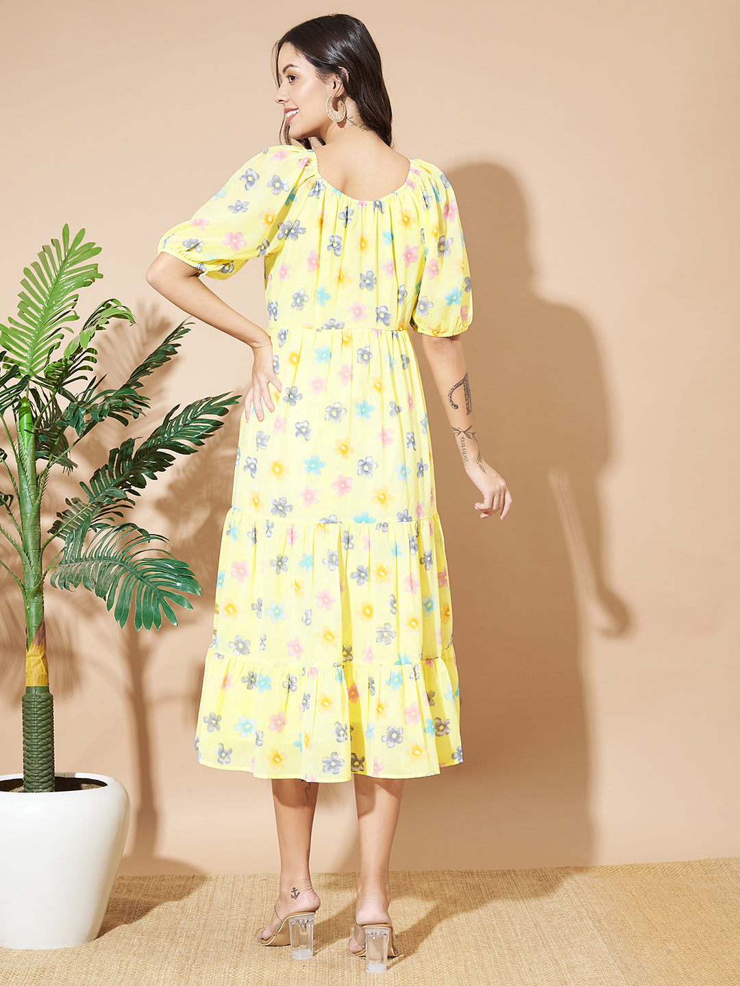 Women A-line Yellow Dress