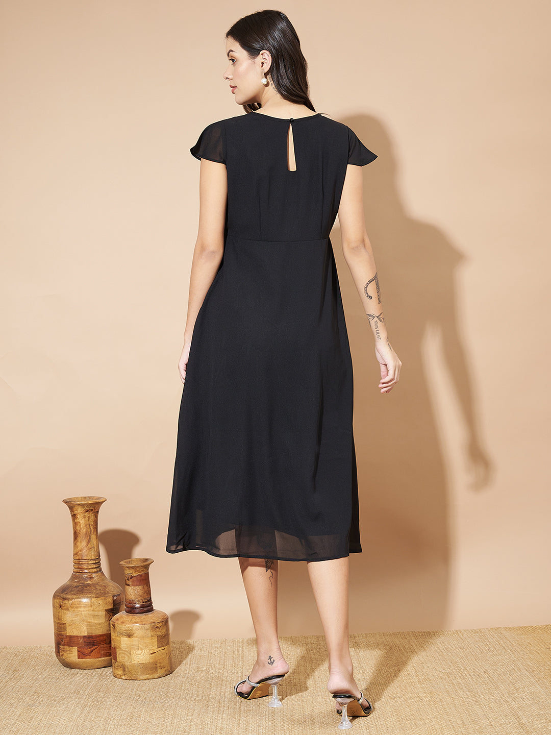 Women A-line Black Dress