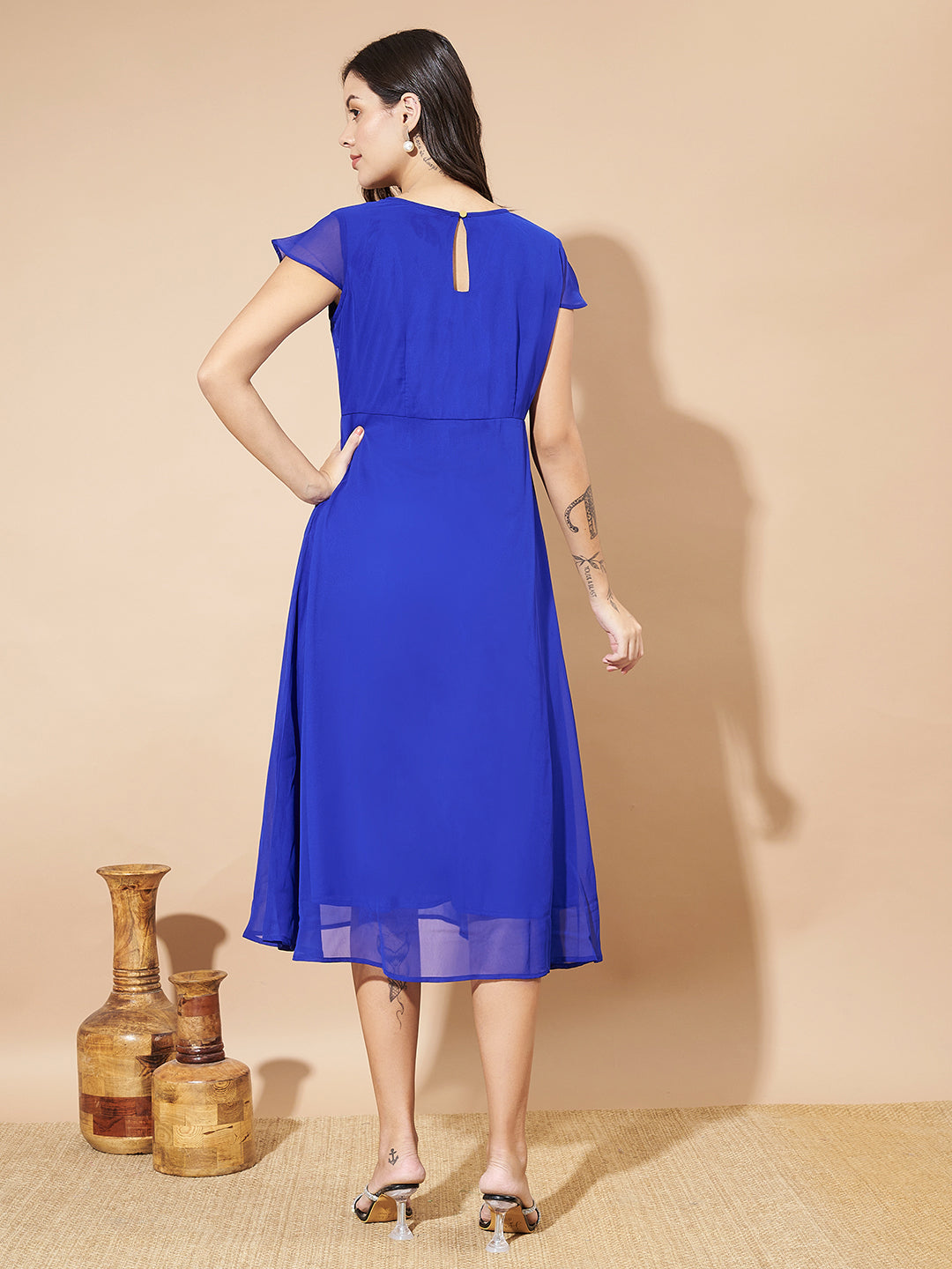 Women A-line Blue Dress