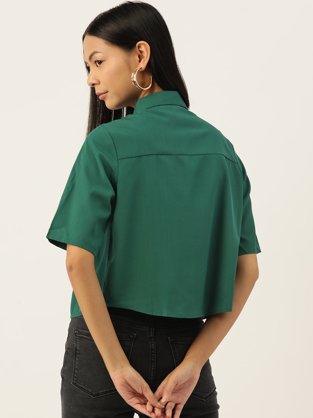 Women Solid Teal Casual Shirt