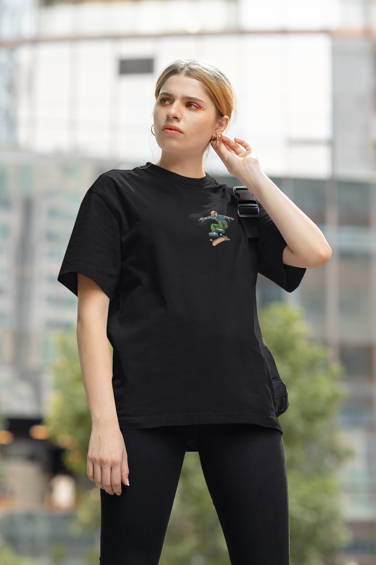 Women Graphic Printed Pure Cotton Drop Shoulder Long T-Shirt