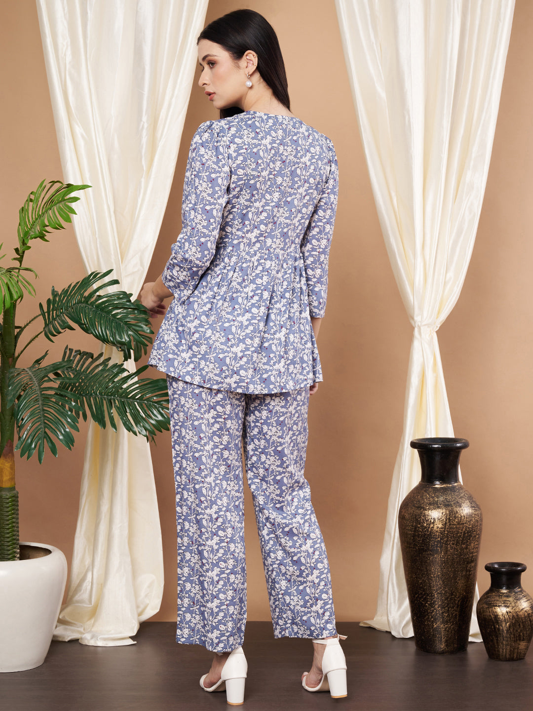 Women Blue Floral Printed Co-Ord Set