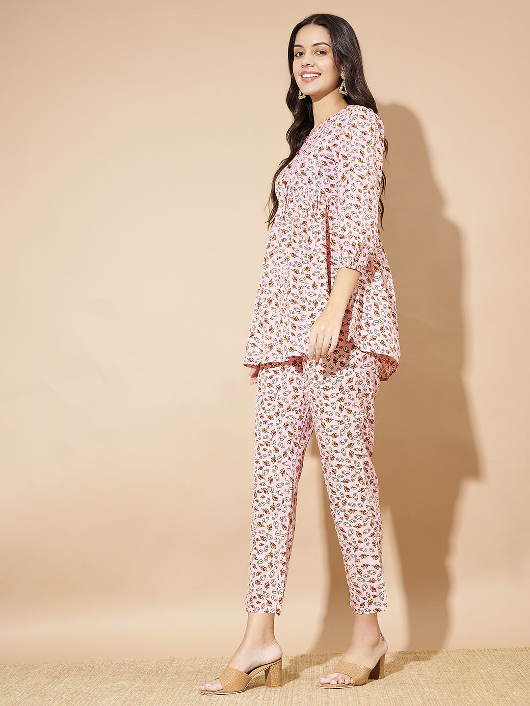 Women Pink Floral Printed Co-Ord Set