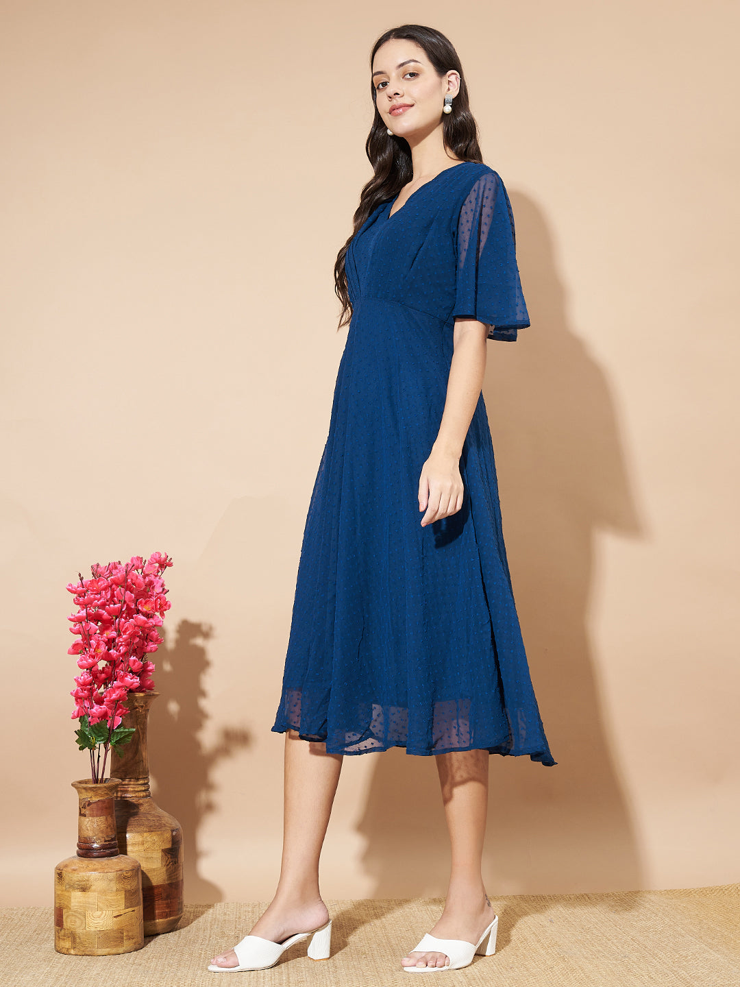 Women A-line Blue Dress