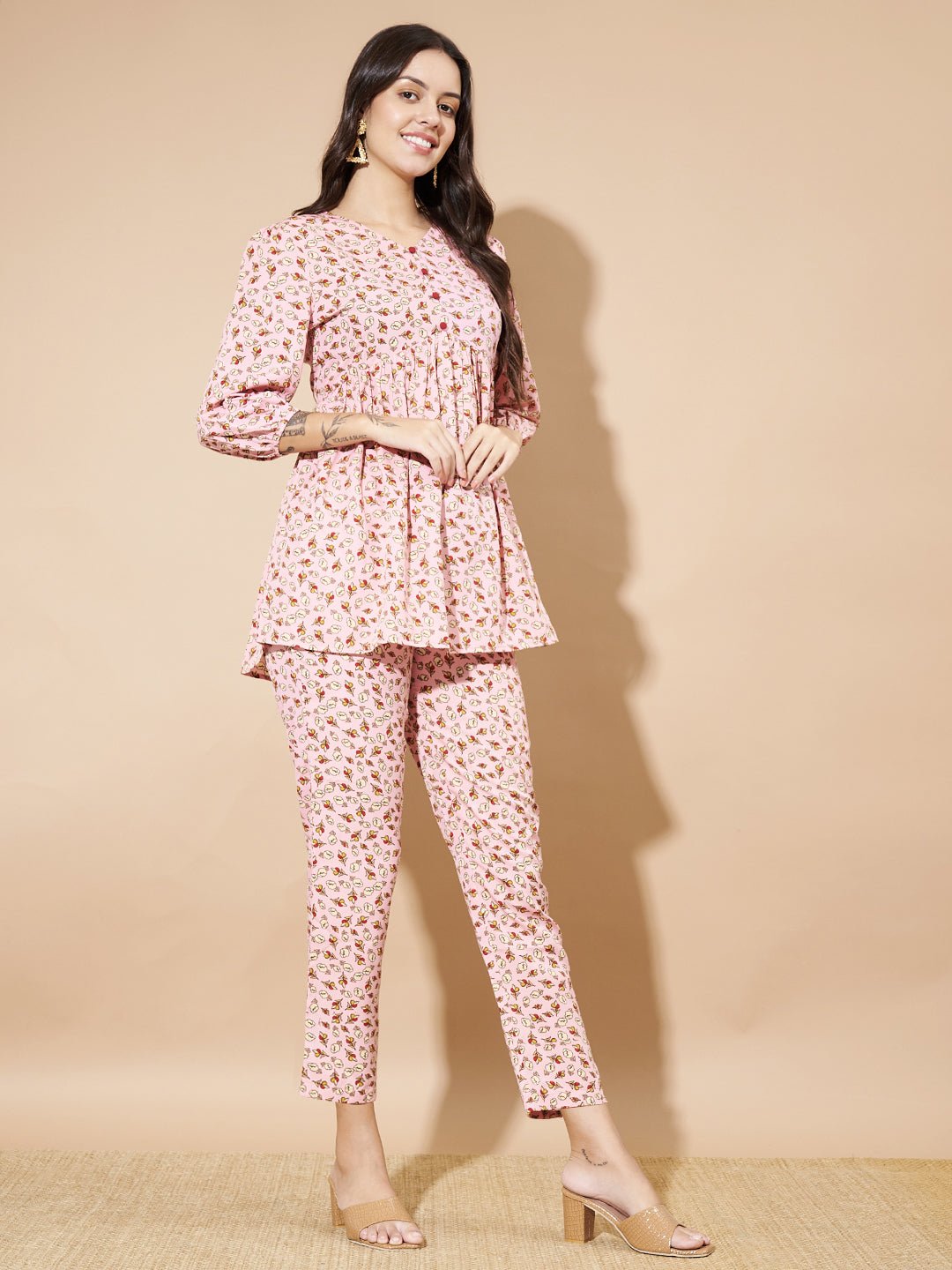 Women Pink Floral Printed Co-Ord Set