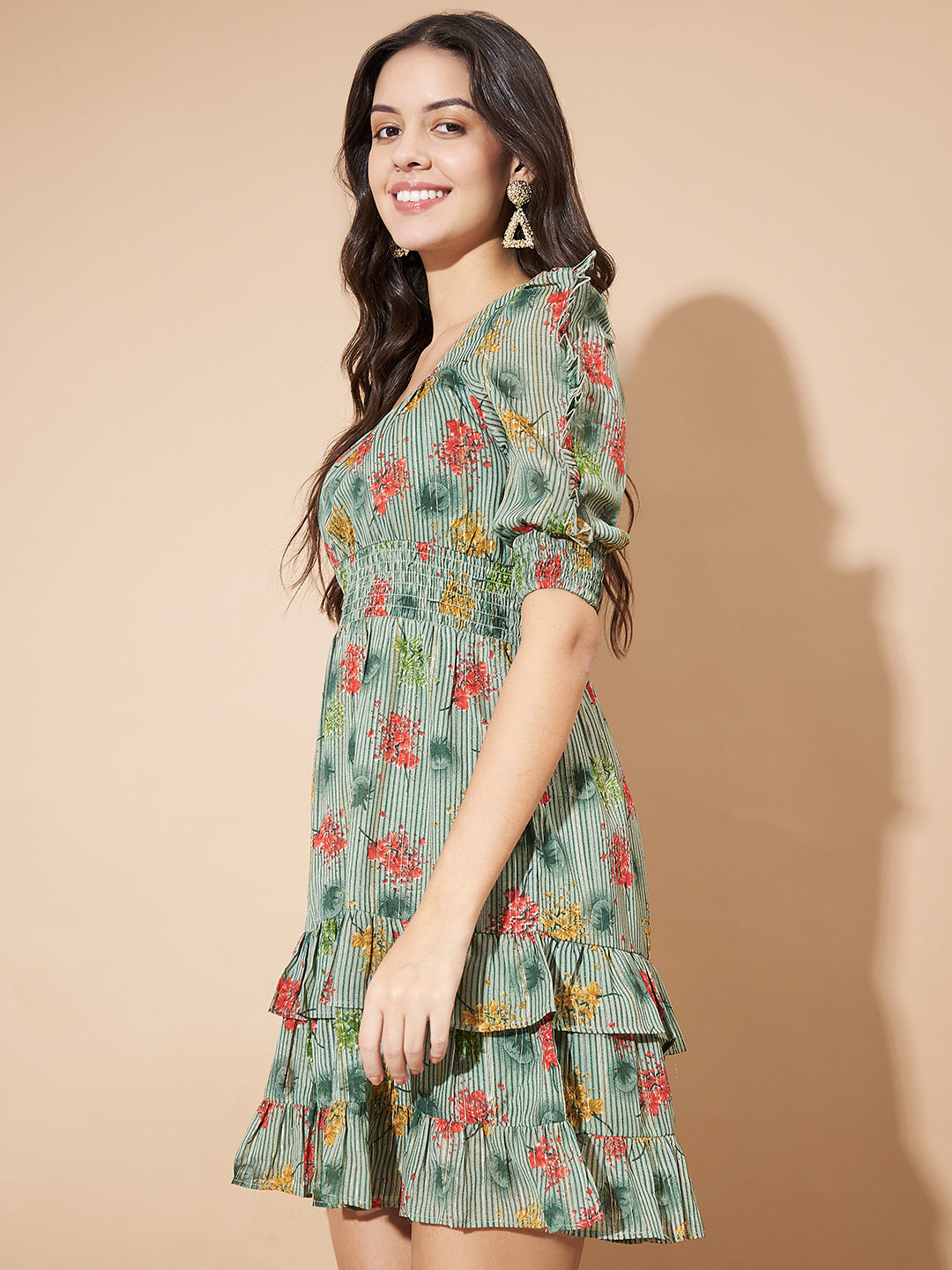 Women Empire Waist Green Dress