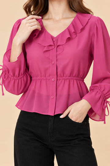 Women Georgette Ruffle Top