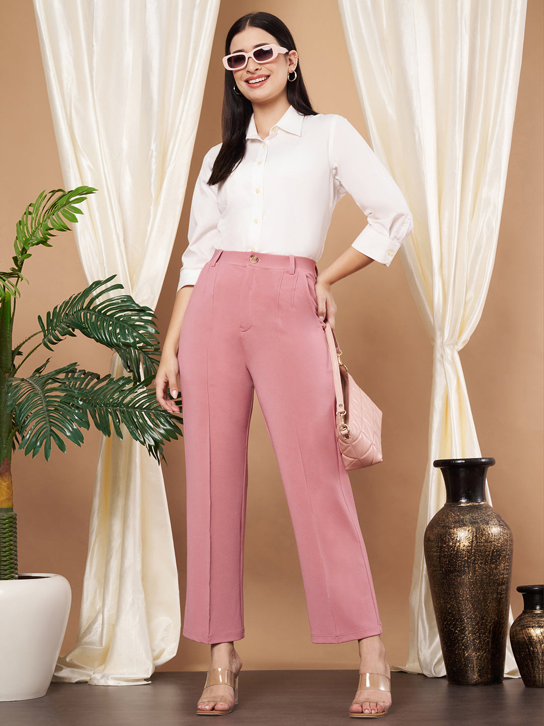 Women Straight Fit High-Rise Parallel Trouser