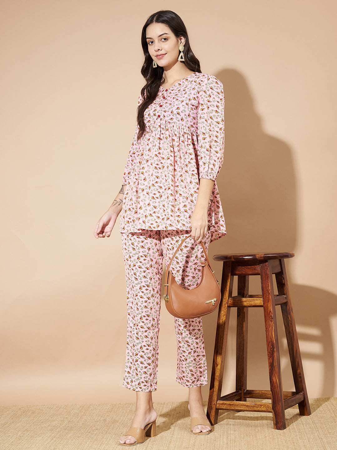 Women Pink Floral Printed Co-Ord Set