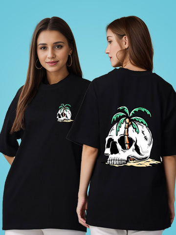 Women Graphic Printed Pure Cotton Drop Shoulder Long T-Shirt