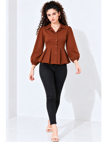 Women Polyester Collar Neck Top