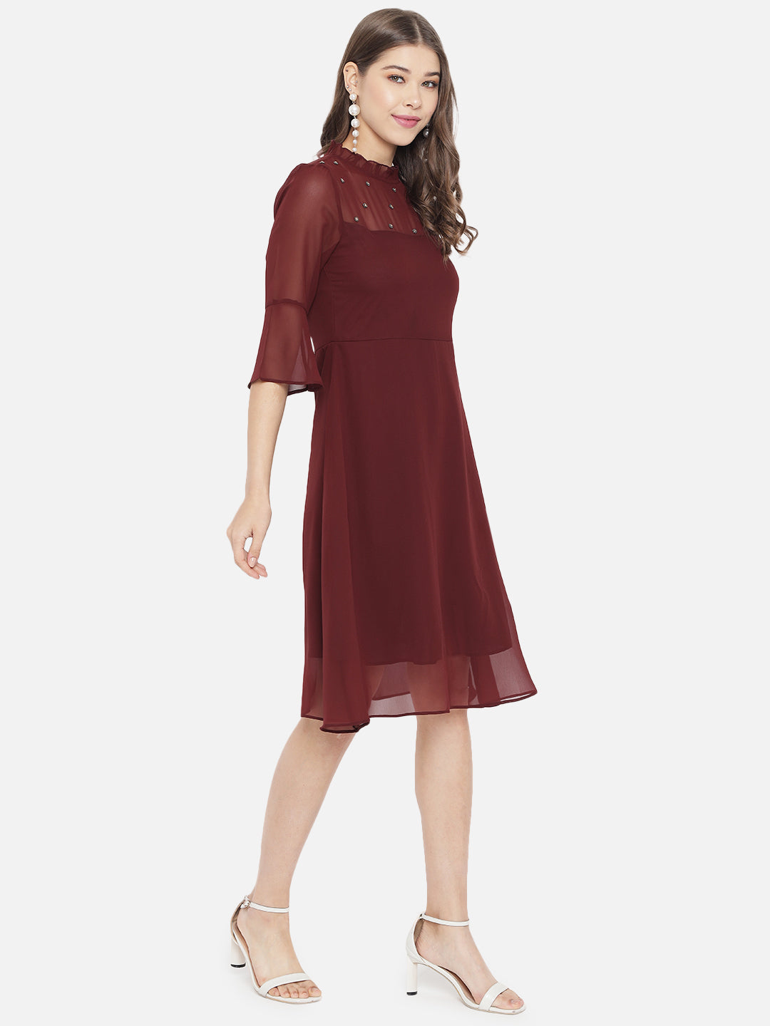 Women Brown Fit and Flared Dress