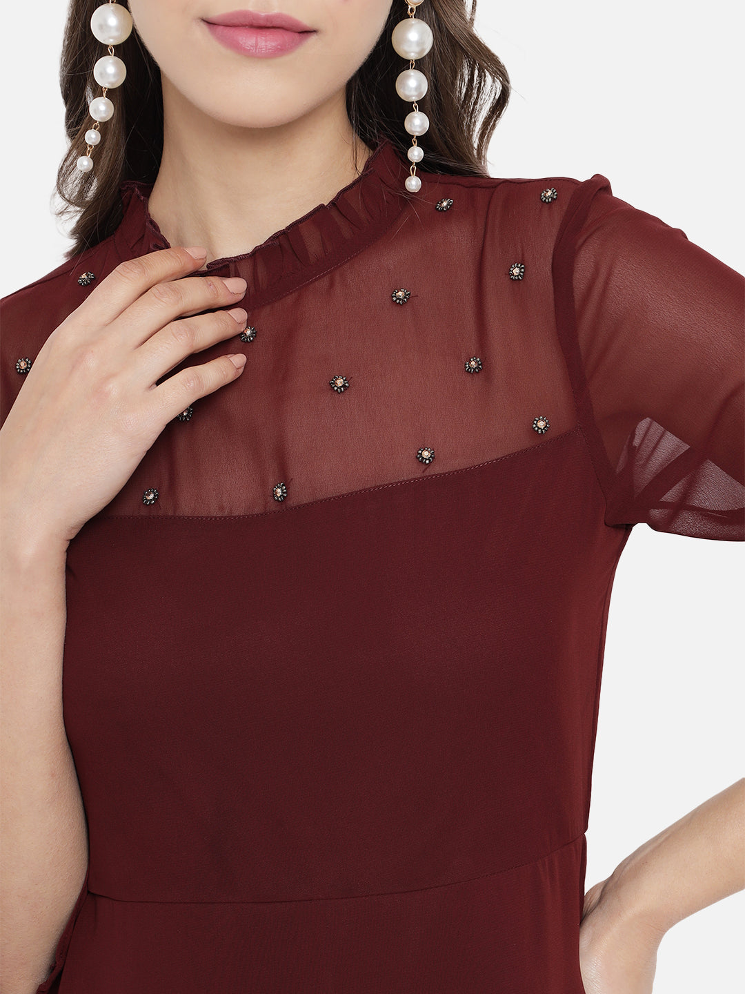 Women Brown Fit and Flared Dress