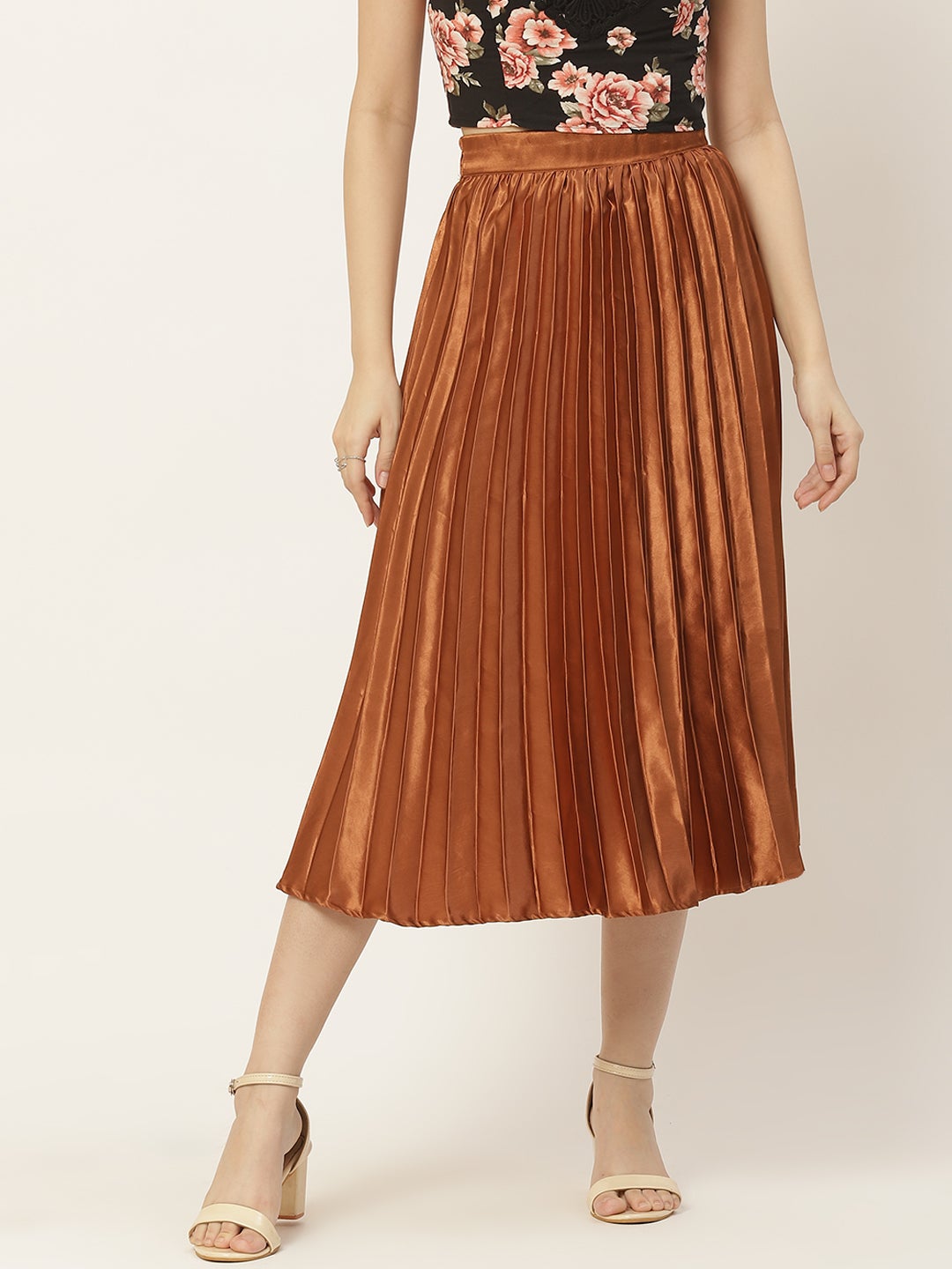 Women Solid Pleated Skirt