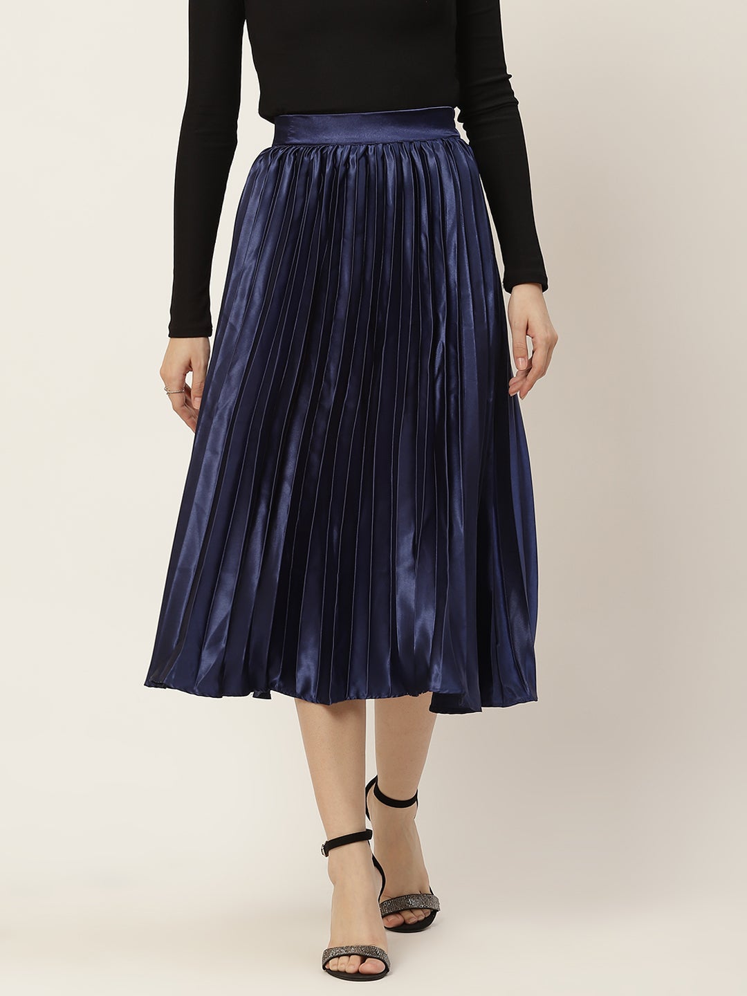 Women Solid Pleated Skirt