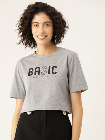 Slenor Women Graphic Printed Crop T-shirt