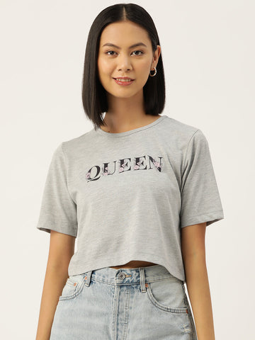 Women Graphic Printed Pure Cotton Crop T-shirt