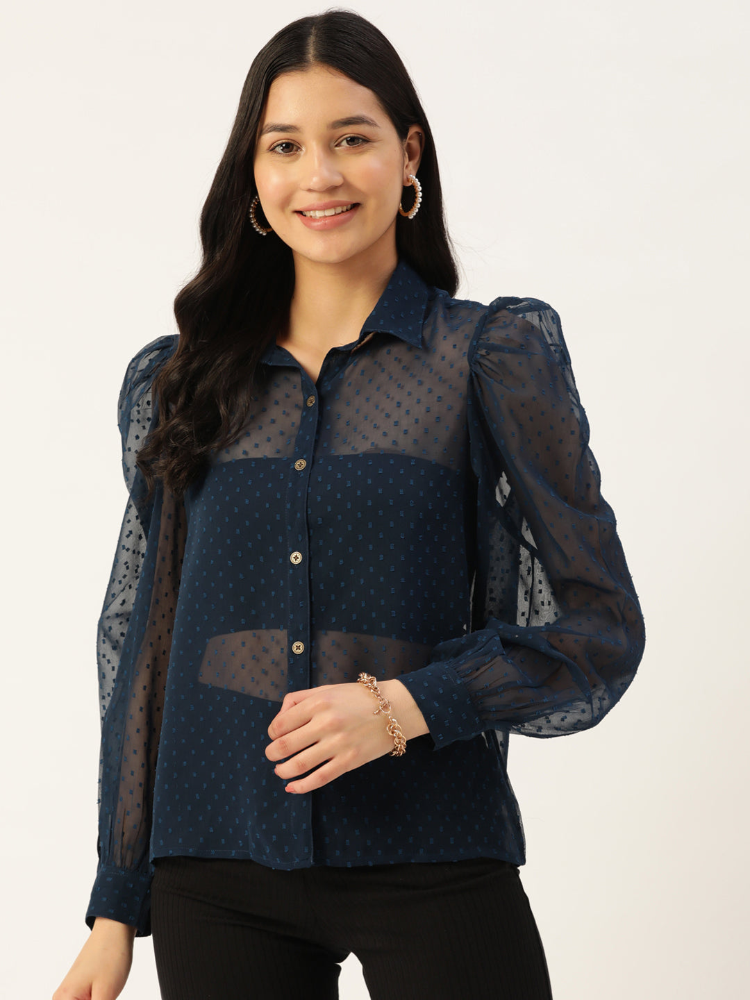 Slenor Sheer Georgette Party Shirt