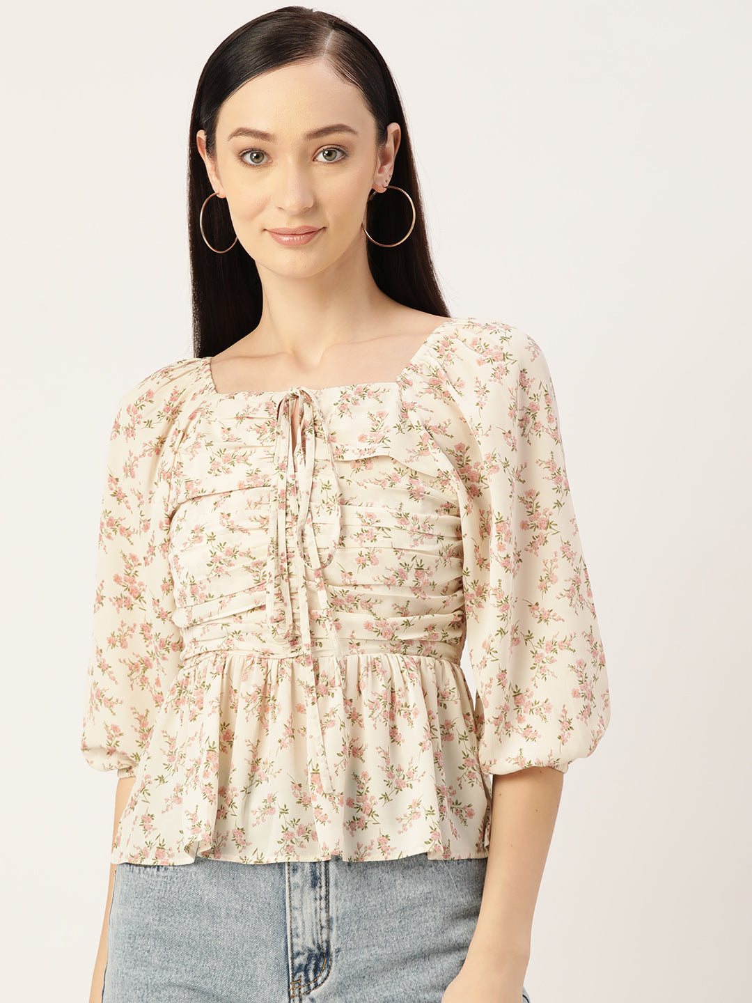 Floral Print Smocked Top