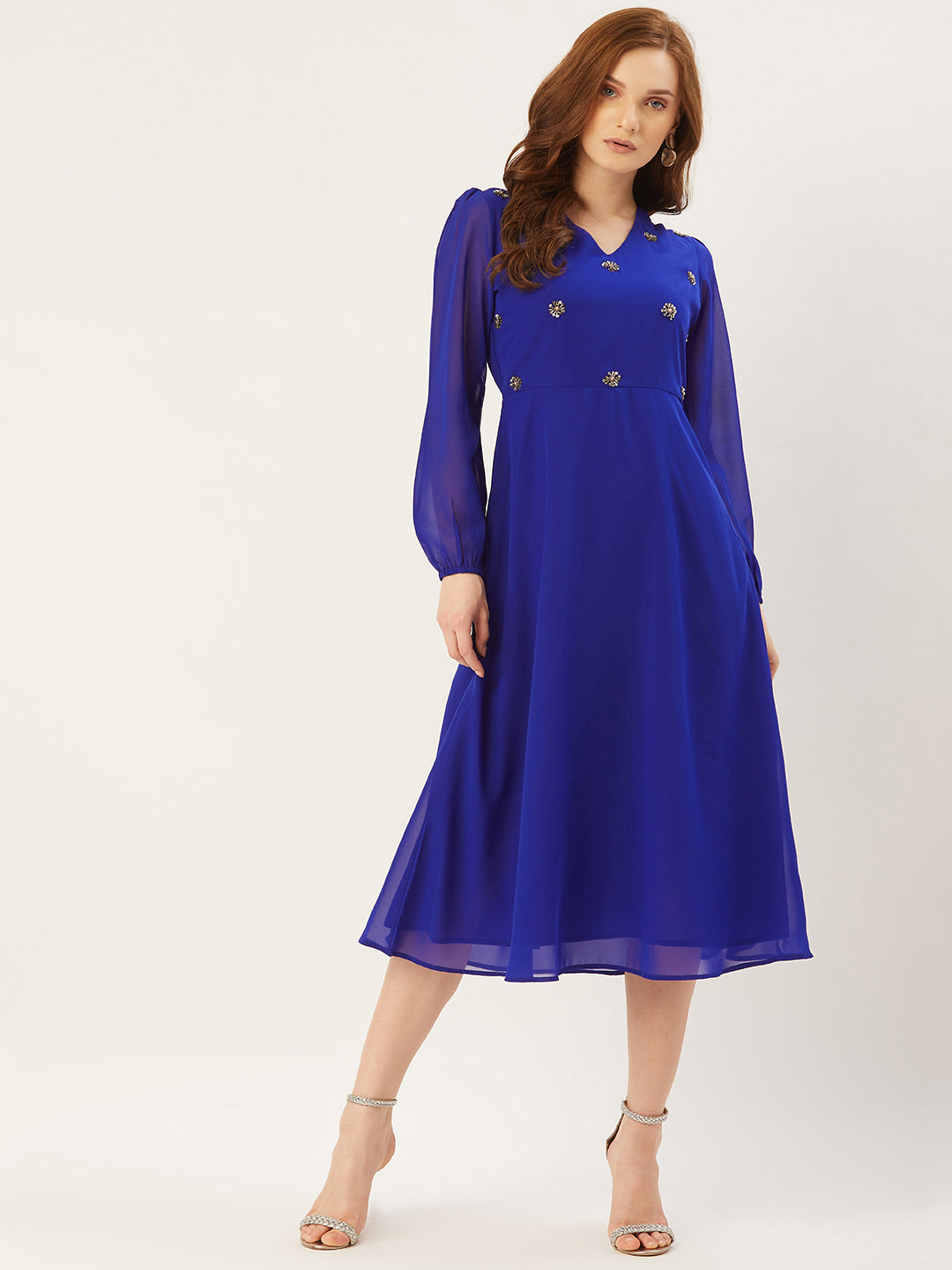 Women A-line Blue Dress