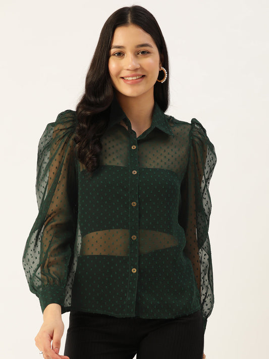 Slenor Sheer Georgette Party Shirt