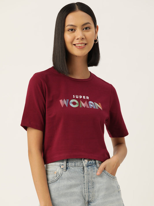 Women Graphic Printed Pure Cotton Crop T-shirt