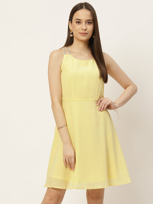 Yellow Georgette A-Line Mini Dress